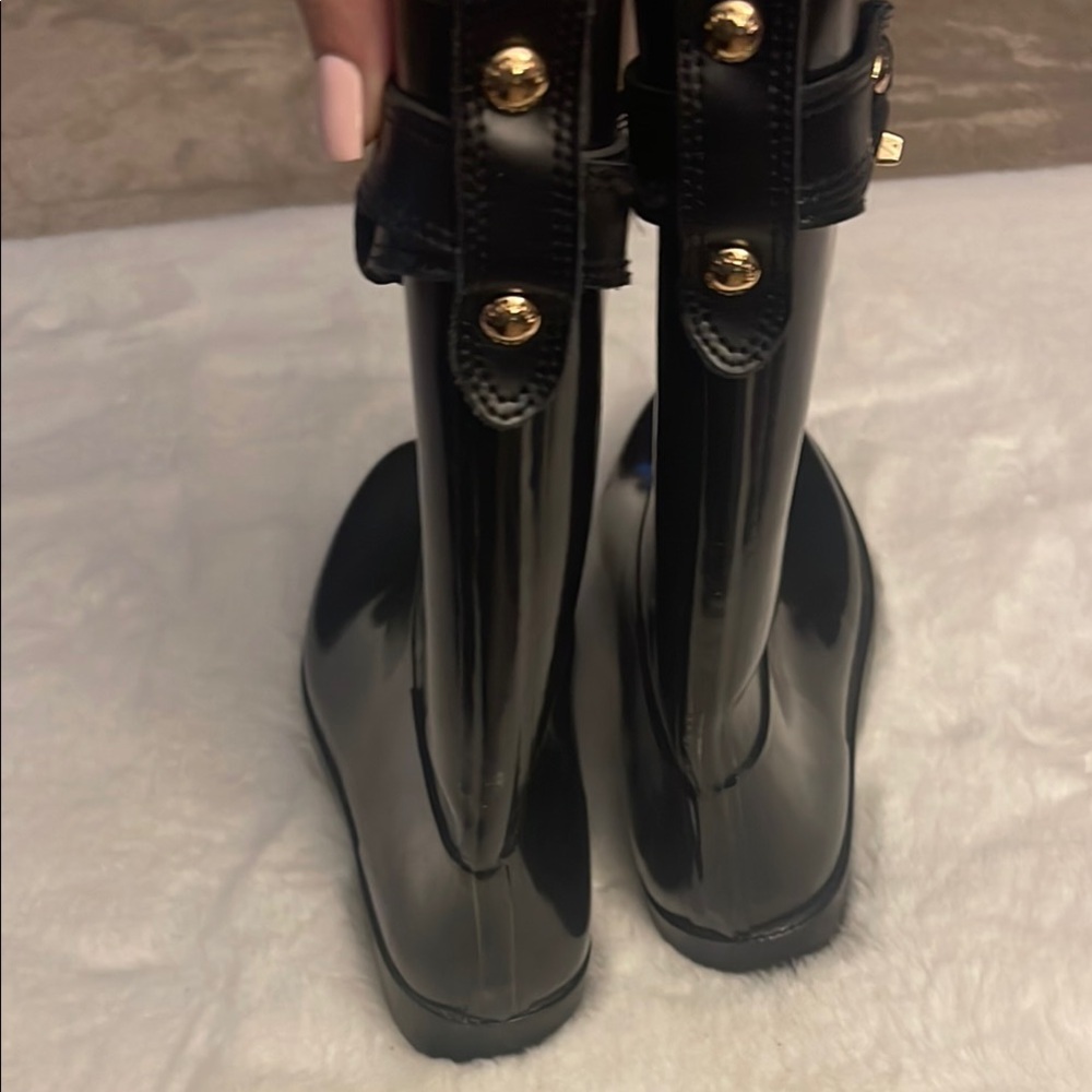 COACH TARA Black Rain rubber Boots with turn lock detail - Picture 11 of 12
